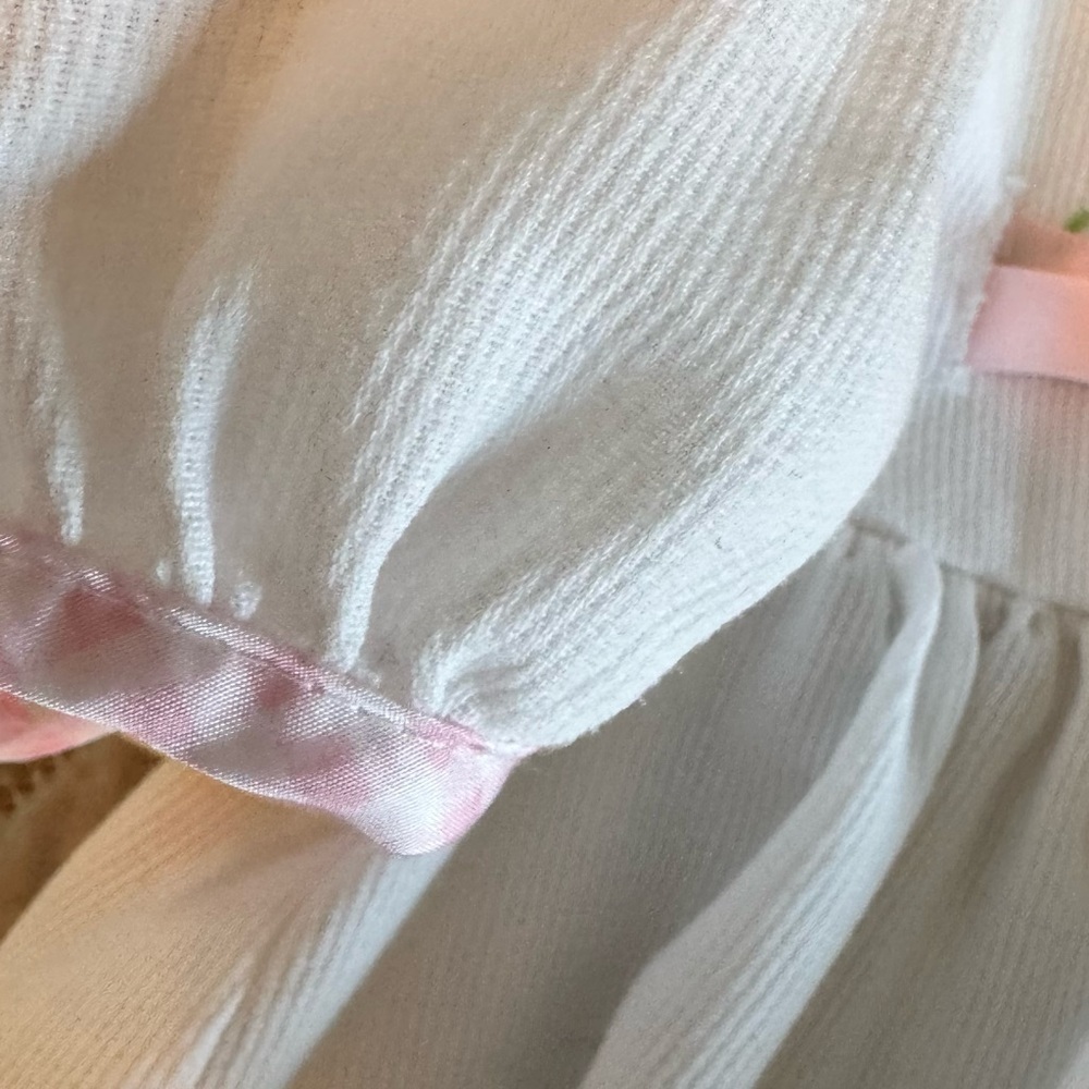 White Baby Dress with Pink Bow 🎀 & Flowers 🌸 - Picture 7 of 8